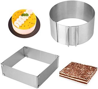 Adjustable Cake Mold Ring 2-Piece Set, 6-12 Inch Cake Mousse Ring Stainless Steel (Round+Square)