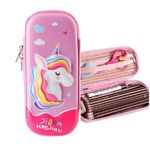 Amitasha Cartoon Pen Bag, 3D Three-Dimensional Pencil Case for Girls, Large Capacity Multi-Functional EVA Pencil Box, Stationery Case for School Kids (Magic Unicorn)