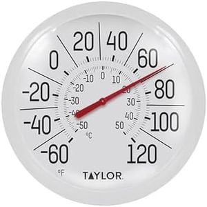 Taylor Big & Bold Indoor Outdoor Dial Thermometer, Decor for Patio, Pool, or Garage, 8.5 Inch, White Bezel