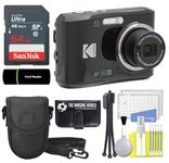 KODAK PIXPRO FZ45 16MP Digital Camera, 27mm Optical Zoom, Wide Angle, 1080P, 2.7" Full HD LCD Camera (Black) + 64GB Card & Reader + Case + Memory Wallet +