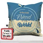 Jhingalala Gift for Friends | to The Best Friend in The World Printed Cushion Cover with Filler and Greeting Card | Gift for Friends, Best Friend on Birthday, Friendship Day