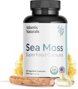 Atlantic Naturals Sea Moss Superfood Capsules – with Moringa, Black Seed Oil, Ashwagandha, Ginseng & Ginger Natural Energy, Gut Health, Digestive Health - Daily Nutrients - 120 Ocean Sea Moss Capsules