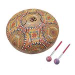 OM Tongue Drum Tank Drum Steel Percussion Hangpan Drum Hand drum Musical Instrument with Bag and Mallets Stick 10 INCH MULTICOLOUR