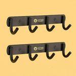 iSTAR 4 Pin Bathroom Cloth Hooks Hanger Door Wall Bedroom Bathroom Robe Hooks Rail for Hanging Keys,Clothes,Towel Steel Hook,Stainless Steel (Black Pack of 2)