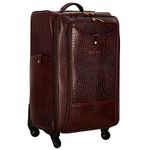 HYATT Leather Accessories Leather 64 cm Softsided Check-in Suitcase Trolley Bag with 4 Wheels (C-Brown, Dimension : L=15, W=11, H=24 Inch Weight:3 kg / 3000 GR, 52 L)