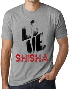 Ultrabasic Men's Graphic T-Shirt Love Shisha Eco-Friendly Limited Edition Short Sleeve Tee-Shirt Vintage Birthday Gift Novelty Heather Grey 5XL