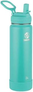 Takeya Actives Insulated Stainless Steel Water Bottle with Straw Lid, 24 oz, Teal