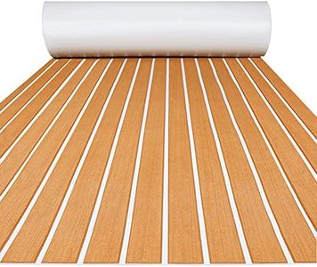 FOCEAN Boat Flooring EVA Foam Boat Decking Faux Teak Marine Flooring Marine Mat Sheet for Motorboat RV Yacht Kayak Surfboard, 94.5''x 47.2'', Brown with White Lines