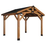 Backyard Discovery Norwood Cedar Patio Gazebo | Heavy Duty & Ideal for Outdoor, Hardtop Wooden Shelter for Garden, Waterproof & Weather Resistant, Peak Roof | 3.6m x 3.0m (12ft x 10ft)