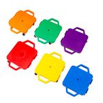 Cosom Scooter Board Set, 12 Inch Children's Sit & Scoot Board With 2 Inch Non-Marring Metal Casters & Safety Guards for Physical Education Class, Sliding Boards with Safety Handles, 6 Colors