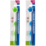 E - Buddies Tongue Brush, Tongue Scraper, Tongue Cleaner Helps Fight Bad Breath, Professional Tongue Brush for Freshing Breath, 2 Tongue Scrapers - 2 Pack Colors May Vary