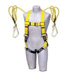Cfi Professional Safety Harness with Double Lanyard, Yellow, Full Body Fall Protection Equipment for Construction, Climbing, Working at Height, Safety Belt