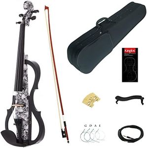 Kinglos 4/4 Colored Solid Wood Advanced 3-Band-EQ Electric/Silent Violin Kit with Ebony Fittings Full Size (SDDH1312)
