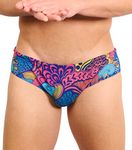 Kiniki Men's Tan Through Swim Brief Swimwear - Floral Wave