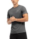 Rdruko Mens Sports Shirts Short Sleeve Quick Dry Running Gym Swimming Top UV Sun Protection Hiking Fishing Activewear Tee Shirt Dark Grey M