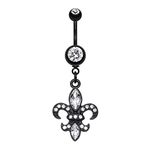 Blackline Fleur De Lis WildKlass Belly Button Ring