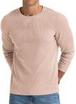 NITAGUT Mens Waffle Crew Neck T-Shirt Hipster Hip Hop Longline Long Sleeves Pullover Tops,Beige, Small