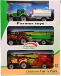 FROWWY Children Farm Park Farmer Set Tractor Toy with Trolley,Mixer and Water & Milk Tanker Friction Power Tractor Vehicles Toy Set for 3+ Kids, Boys, Children. (3 PCS)(Multicolor)