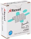 Rexel No.25 Small Staples, For Stapling up to 10 Sheets, Use with Mini Staplers, Box of 5000, 5025