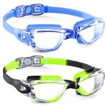 QALLY Kids-Goggles-Swimming Goggles Kids Swim: Anti Fog Kids Goggles with UV400 and No Leak for Child Teen 2 Packs Age 6-16