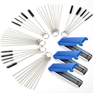 3 Sets Carburetor Carbon Jet Cleaner, Each Set Includes 13 Pieces Wire Torch Tip Cleaner Tool, 10 Pieces Needles and 5 Pieces Brushes Cleaning Tool Kit for Motorcycle Moped Welder Carb