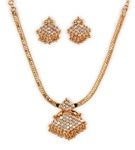 Sasitrends Traditional Floral Designer Micro Gold Plated Urvashi Chain Pendant Jewellery Set For Women & Girls