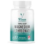 Vinco Triple Magnesium L-Threonate with L-Theanine & Apigenin – 120 Capsules - 3-in-1 Apigenin Threonate Magnesium Supplements for Sleep & Relaxation - Triple Magnesium Complex Made in The UK