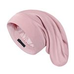 OLESILK Silk Bonnet Sleeping for Long Hair, 100% Mulberry Hair Bonnet for Braid, Silk Hair Wrap for Sleeping, Pink