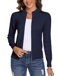 Aottori Navy Cardigans for Women UK Lightweight Knitted Sweaters Cardigan Long Sleeve Open Front Zipper Knitwear Outwear Navy M