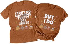 Thanksgiving Couple Shirts I Don't Do Matching Shirts But I Do T-Shirt for Husband and Wife Casual Short Sleeve Tops, Orange-men, Medium