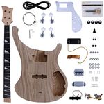 Leo Jaymz DIY Electric Bass Guitar Kits - Ash Body, Maple Neck and Ebony Fingerboard - Fully Components Included