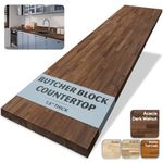 Howizz 3ft L x 25in Dark Walnut Stained Acacia Butcher Block Countertop, Walnut Prefinished Solid Wood Butcher Block Table Top for Washer Dryer/Island/Kitchen/Workbench, 1.5in Thick