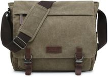 Dasein Large Vintage Canvas Messenger Shoulder Bag, Army Green, 15in Laptop Capacity