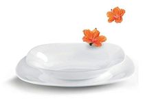 BORMIOLI Rocco ‘Parma’ Soft Square Dinnerware Set (18 Pieces) – Dinner Plates, Soup Bowls & Side Plates – Tempered Opal Glass: Microwave & Dishwasher Safe – Luxury Italian Tableware White