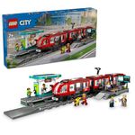 LEGO City Downtown Streetcar and Station Tolley Playset for Toy Train Fans Ages 7 and Up, Fun Gift for Kids who Love Vehicle Toys, Includes 6 Minifigures and a Guide Dog Figure for Role Play, 60423