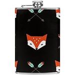 Hip Flask with Funnel Personalized Flasks,Orange Fox and Arrow,Portable Stainless Steel Small Flagon for Liquor