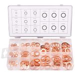 Toolwiz 150PCS 15 Sizes Metric Sealing Copper Washers Assortment Set