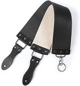 Razor Strop - Barber's Latigo Leather Straight Razor Strop. Dual Strap that will be a Great Addition for Any Straight Razor. PREMIUM LEATHER Strop for Sharpening. (Black)