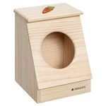 Navaris Hay Feeder for Rabbit - Wood Hay Holder for Small or Medium Rabbits, Bunny, Guinea Pig - Wooden Animal Feed Food Box with Cute Carrot Design