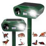 Solar Ultrasonic Animal Repellent Outdoor, Waterproof Cat Repellent for Gardens UK with Motion Sensor & Flash Light, USB Charging, Keep Cat Dog Fox Squirrel Rabbit Away for Garden Yard Farm (2 Pack)