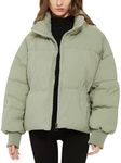 Gihuo Women’s Winter Cropped Puffer Jacket Coat Short Warm Quilted Jacket (US, Alpha, XX-Large, Regular, Regular, LightGreen)
