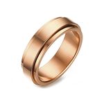 Beydodo Fidget Rings for Women, Rotating Rings for Women Stainless Steel Size L 1/2 Rose Gold Spinner Ring Wide 6mm