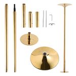 UMEKEN Dancing Pole Spinning Static Dance Pole Portable Removable Adjustable 45mm Dancing Pole for Home Exercise Club Party Pub, Dancer Pole for Beginners and Professionals, Gold