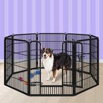 Beastie 32" Foldable Pet Dog Metal Playpen Enhanced, Universal Portable Pet Exercise Cage Play Yard Enclosure Fence for Indoor Outdoor, 8 Panels Folding Dog Play Pen Frame for Puppy Cat Rabbit Animal