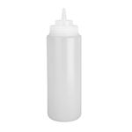 Vogue Squeeze Sauce Bottle 910 ml/32 oz, Clear Polyethylene, Wide Neck for Mess-Free Filling, Precise Narrow Dispenser Tip, Refillable Sauce Bottle, Screw Top Design, Commercial or Home Use, E093