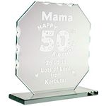 Personalised Laser Engraved Ladys 50th Birthday Cut Glass Plaque Gran Mum Trophy