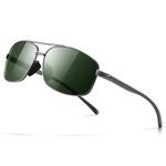 SUNGAIT Ultra Lightweight Rectangular Polarized Sunglasses UV400 Protection (Gunmetal Frame Green Lens, 62) 2458 QKMLV UK