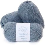 Highland Haven - 100% Highland Wool Yarn Set of 3 Skeins (150 Grams) Fingering Weight - Sourced Directly from Peru - Heavenly Soft and Perfect for Knitting and Crochetin (Fingering, Heather Misty Sky)