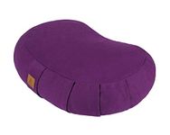 FelizMax Crescent Zafu Meditation Pillow, Zabuton Yoga Bolster, Meditation Cushion, Floor Pouf, Yoga Pillow, Zippered Organic Cotton Cover, Natural Buckwheat, Kneeling Pillow - Large (Purple)