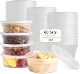 60-Pack 8 oz Deli Containers With Lids 8 Oz Plastic Containers With Leak-Proof Lids Bpa-Free, Microwave, Freezer & Dishwasher-Safe | Stackable, Meal Prep Containers For Fresh & Secure Food Storage